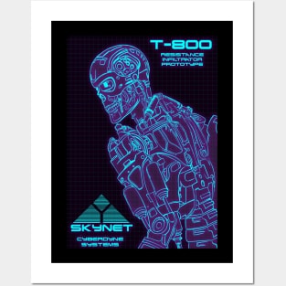 Terminator T-800 skynet 80s neon Slim Posters and Art